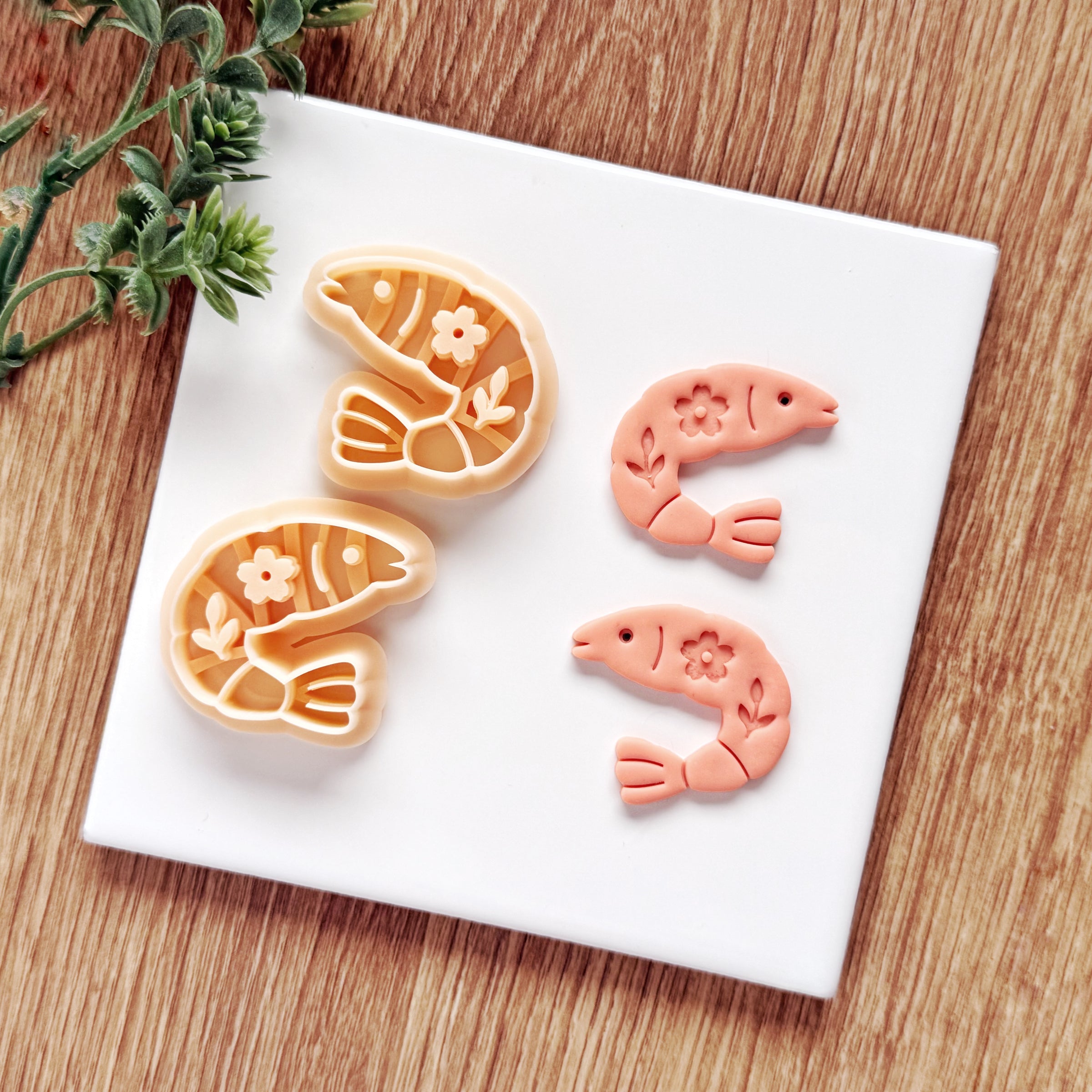 Floral Shrimp Polymer Clay Cutter | Single or Mirror Set