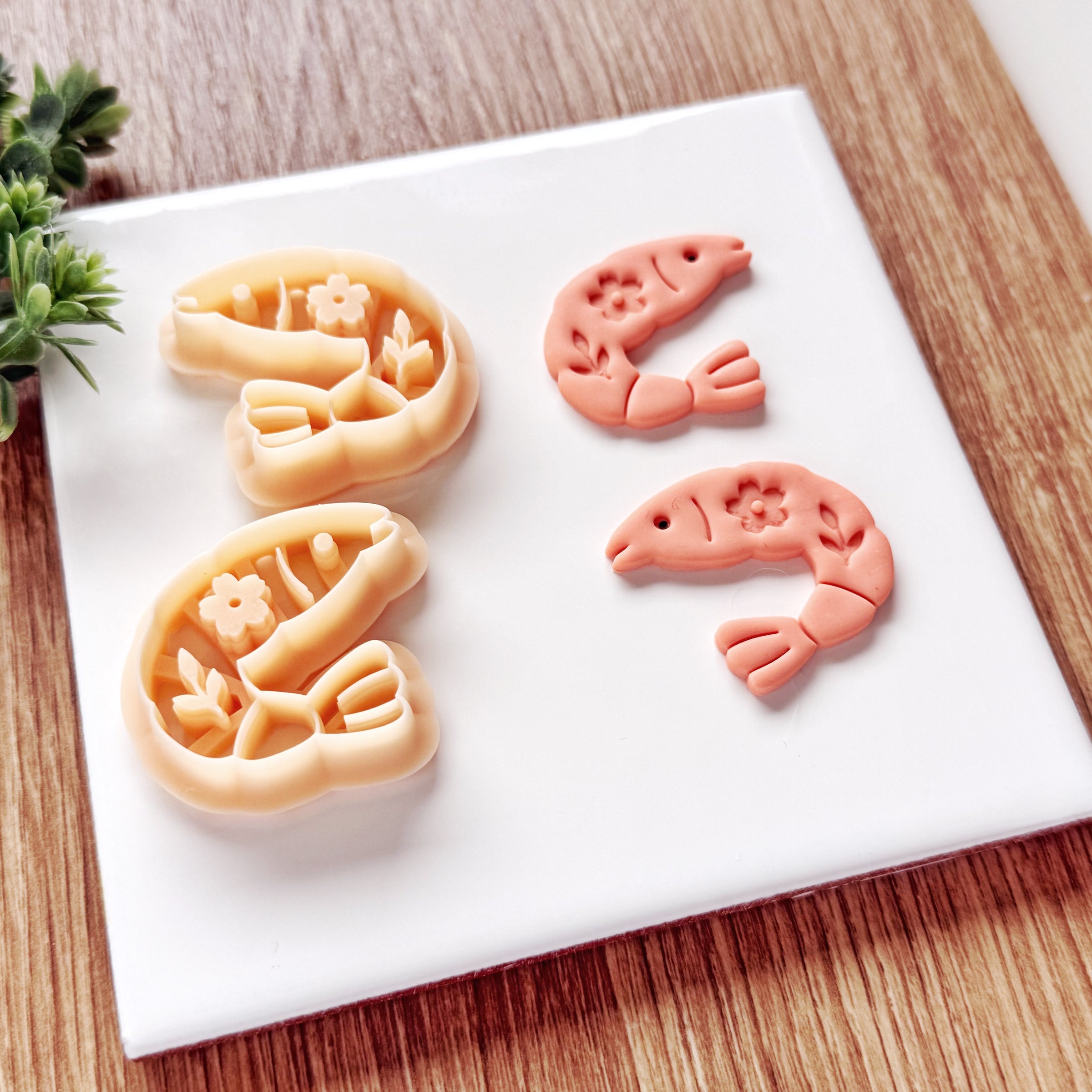 Floral Shrimp Polymer Clay Cutter | Single or Mirror Set