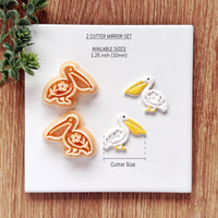 Floral Pelican Polymer Clay Cutter | Single or Mirror Set