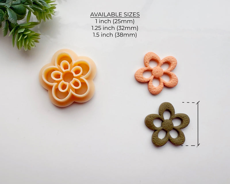 Cutout 5-Petal Flower Clay Cutter | Floral Polymer Clay Cutter for Jewelry Making