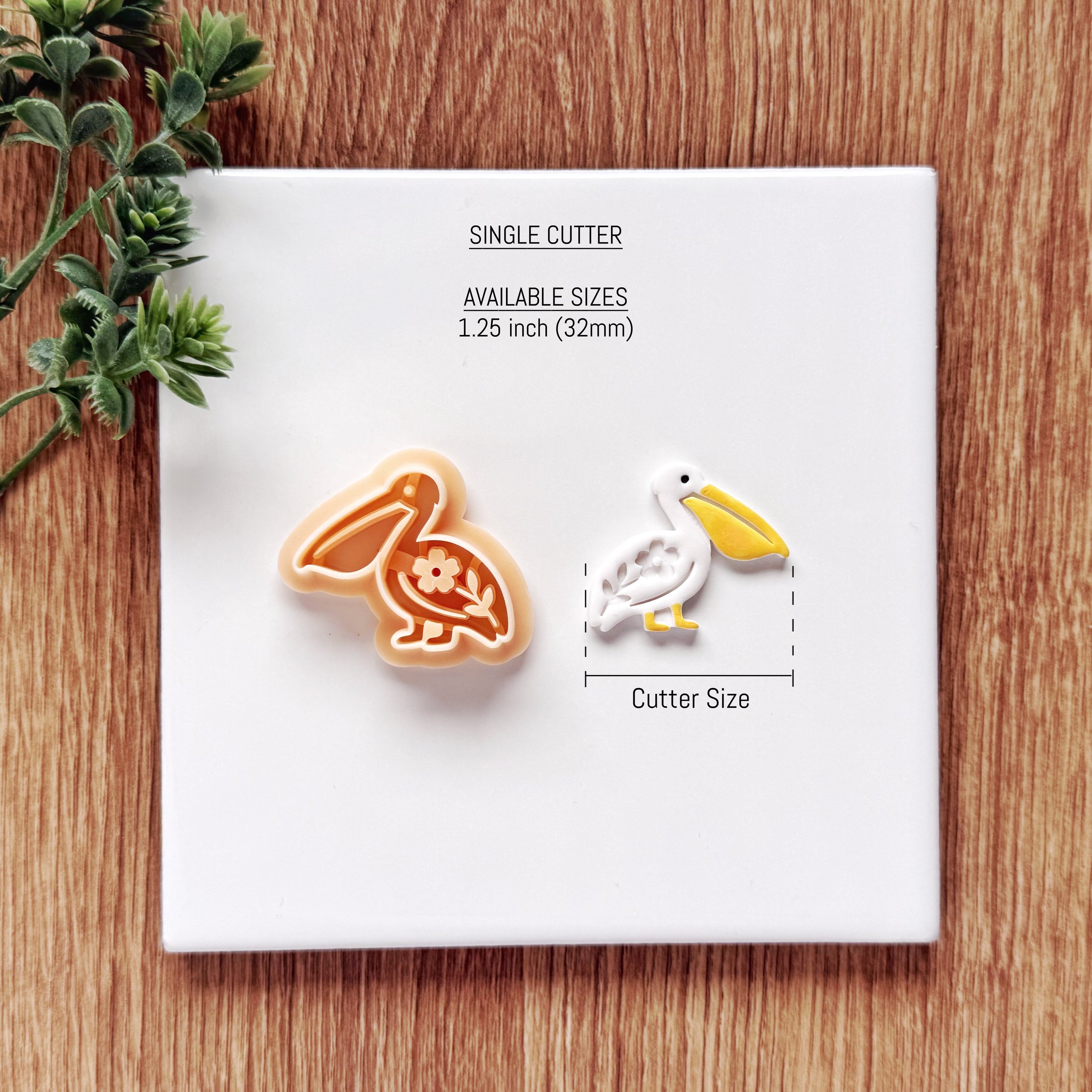 Floral Pelican Polymer Clay Cutter | Single or Mirror Set