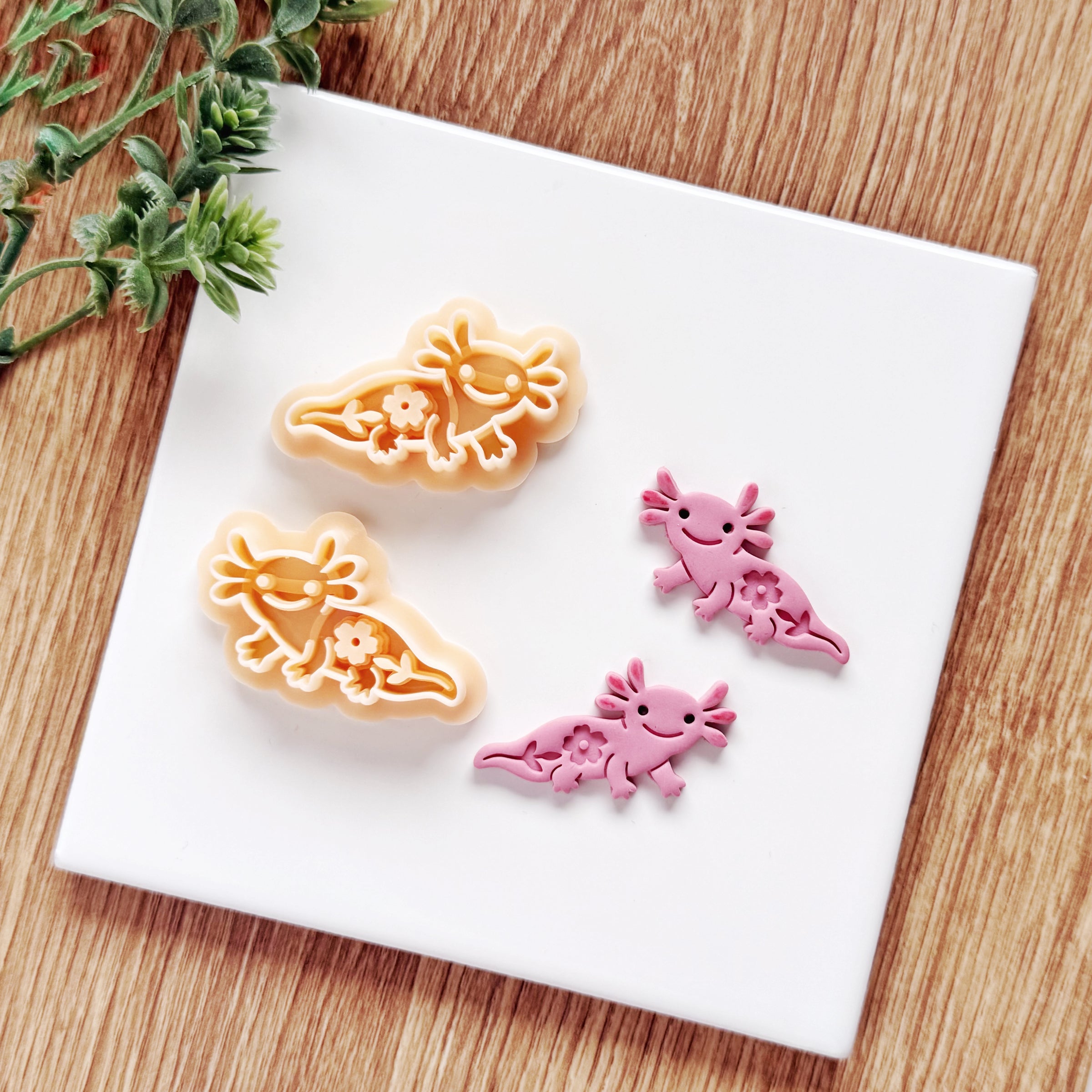 Floral Axolotl Polymer Clay Cutter | Single or Mirror Set