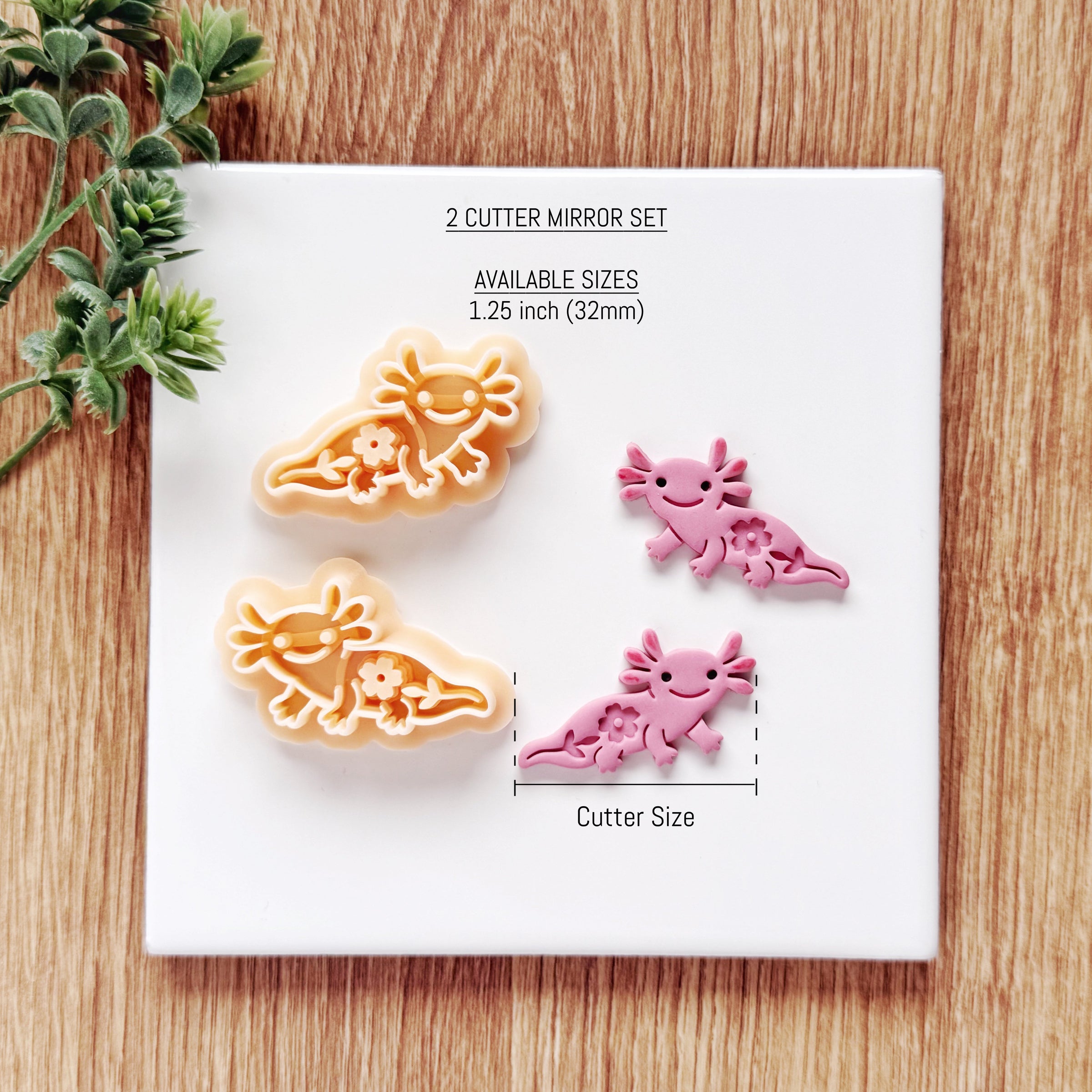Floral Axolotl Polymer Clay Cutter | Single or Mirror Set