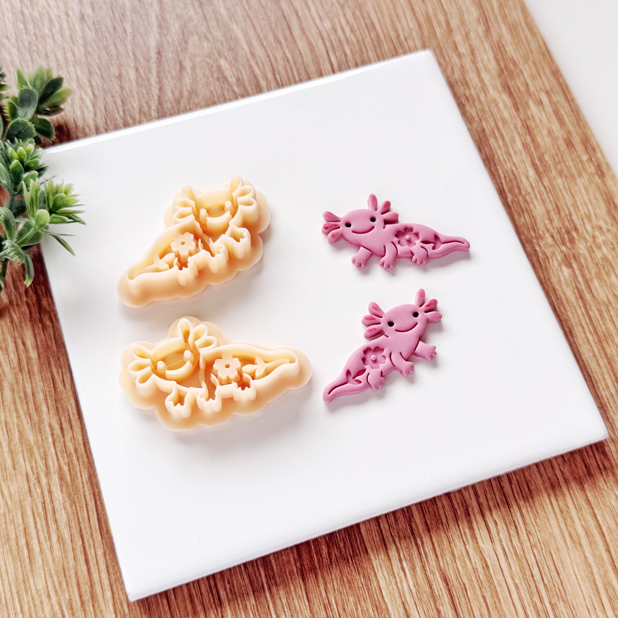 Floral Axolotl Polymer Clay Cutter | Single or Mirror Set