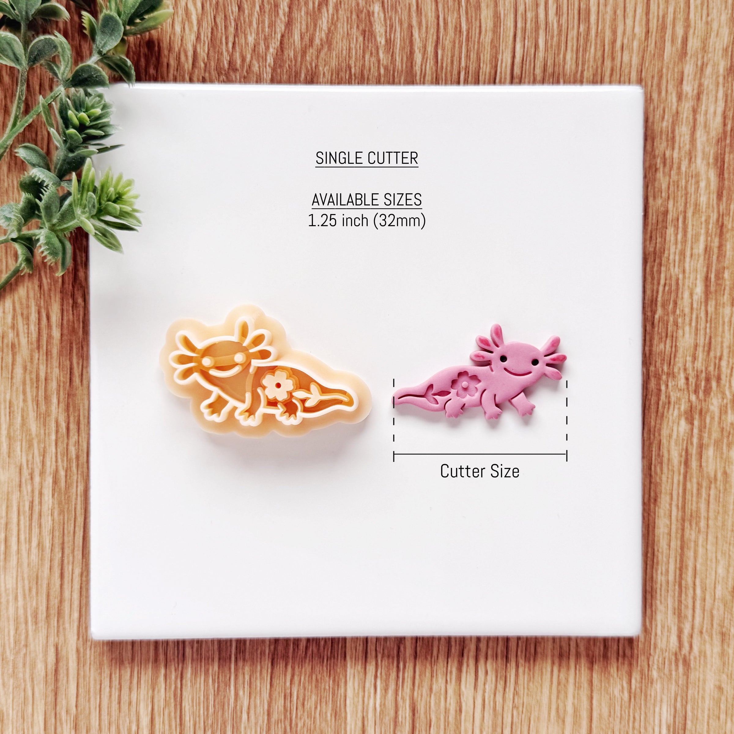 Floral Axolotl Polymer Clay Cutter | Single or Mirror Set