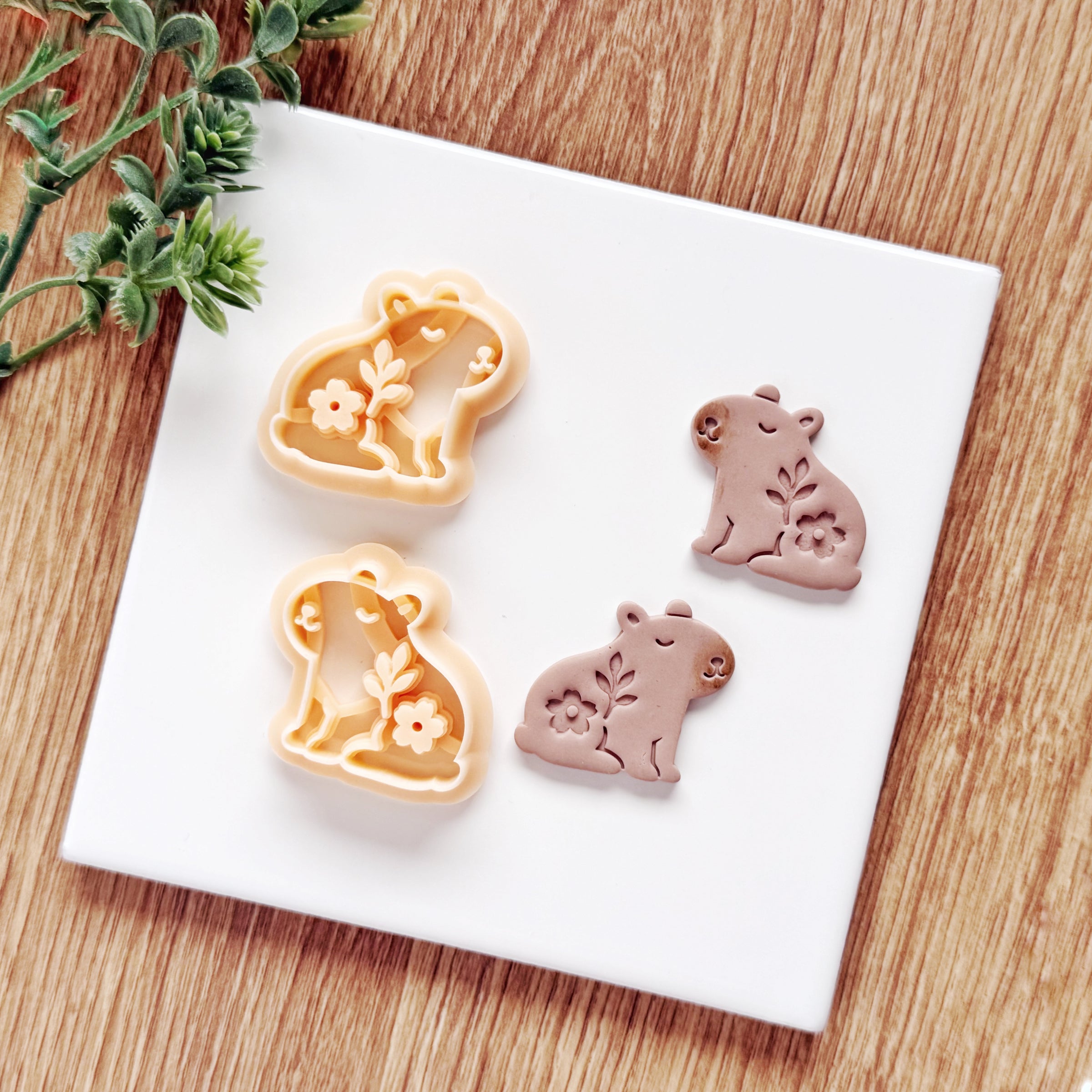 Floral Capybara Polymer Clay Cutter | Single or Mirror Set