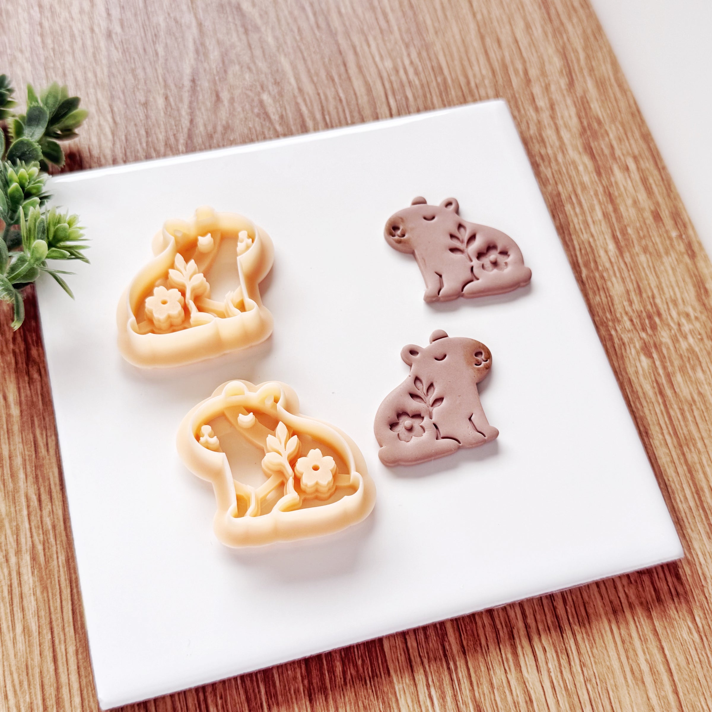 Floral Capybara Polymer Clay Cutter | Single or Mirror Set