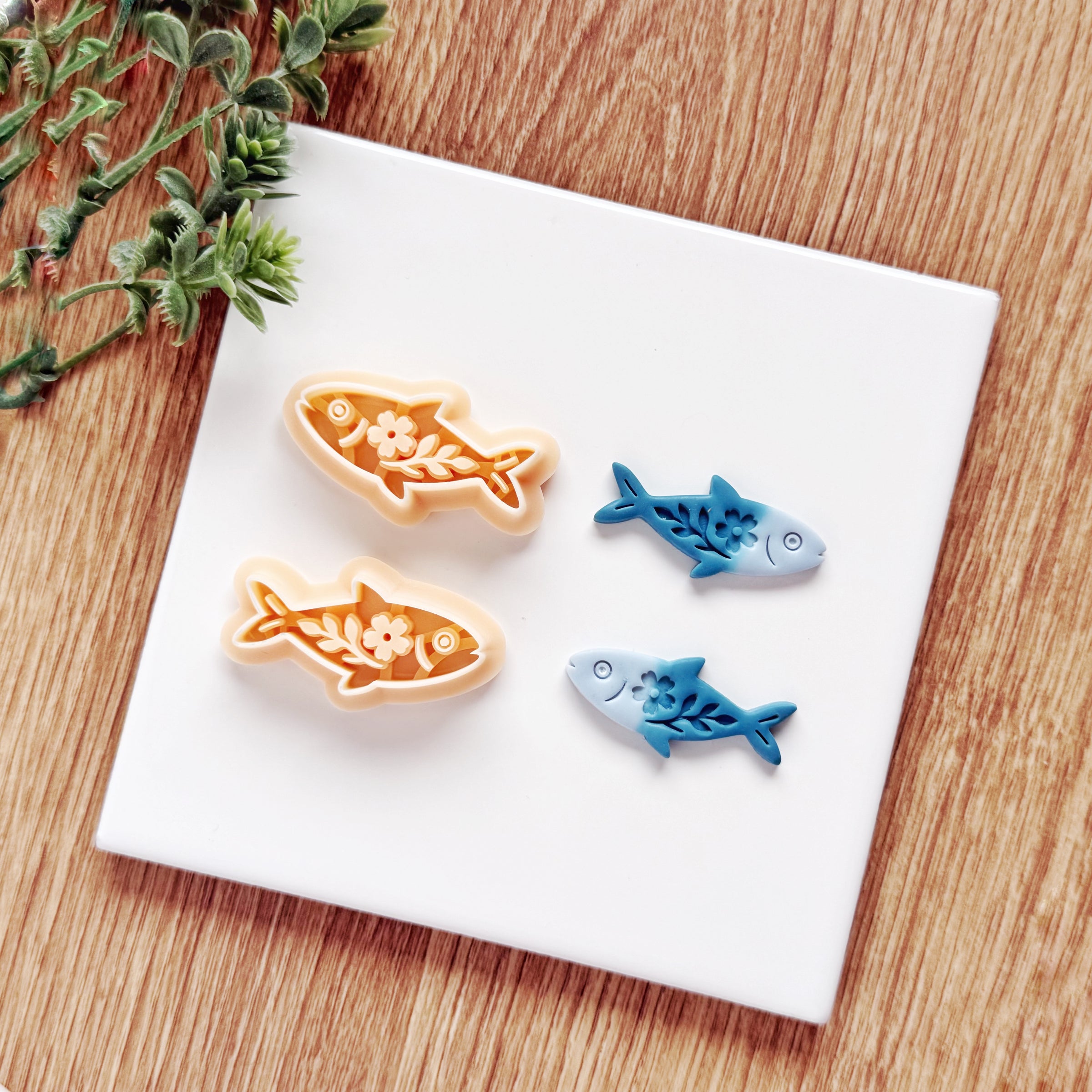Floral Sardine Polymer Clay Cutter | Single or Mirror Set