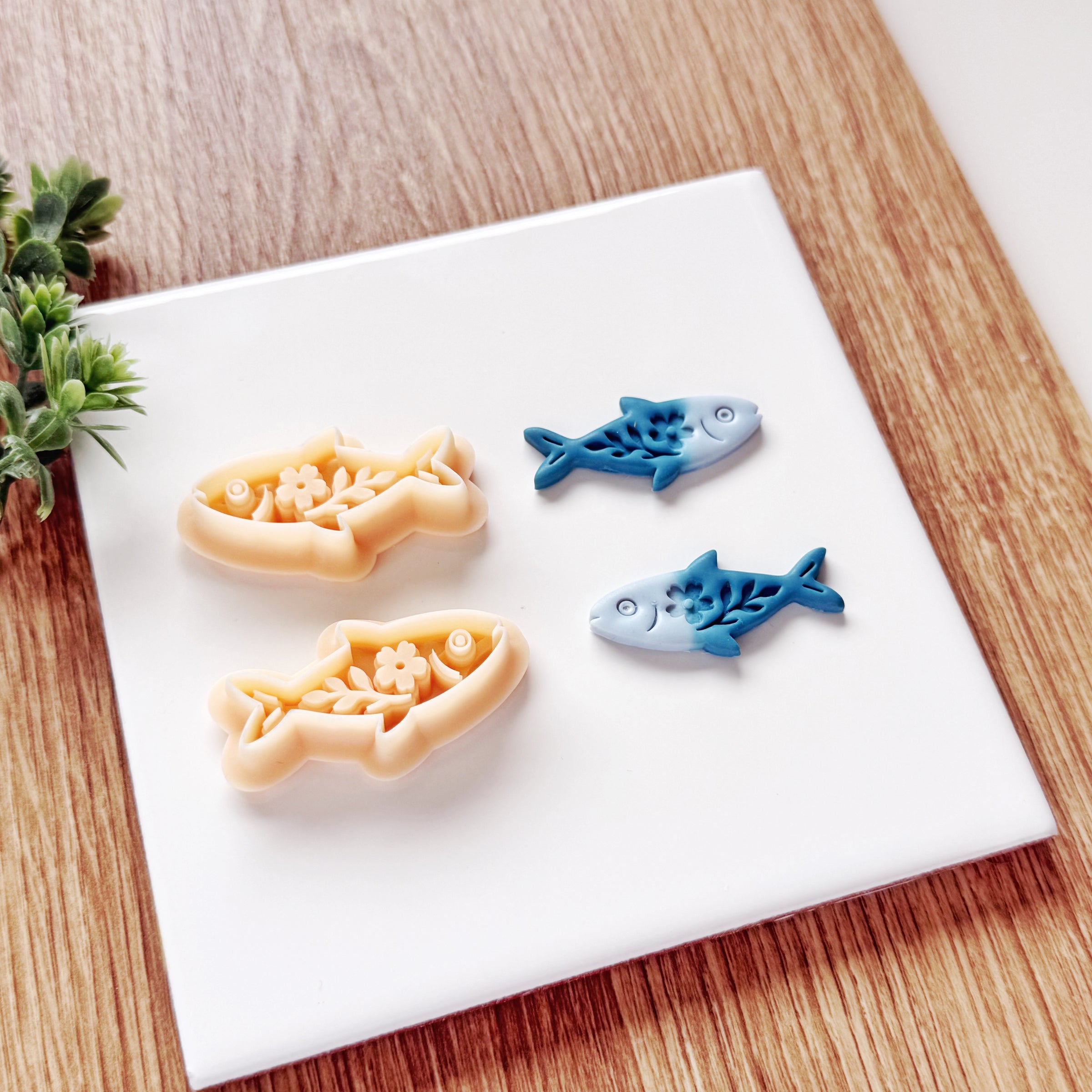 Floral Sardine Polymer Clay Cutter | Single or Mirror Set