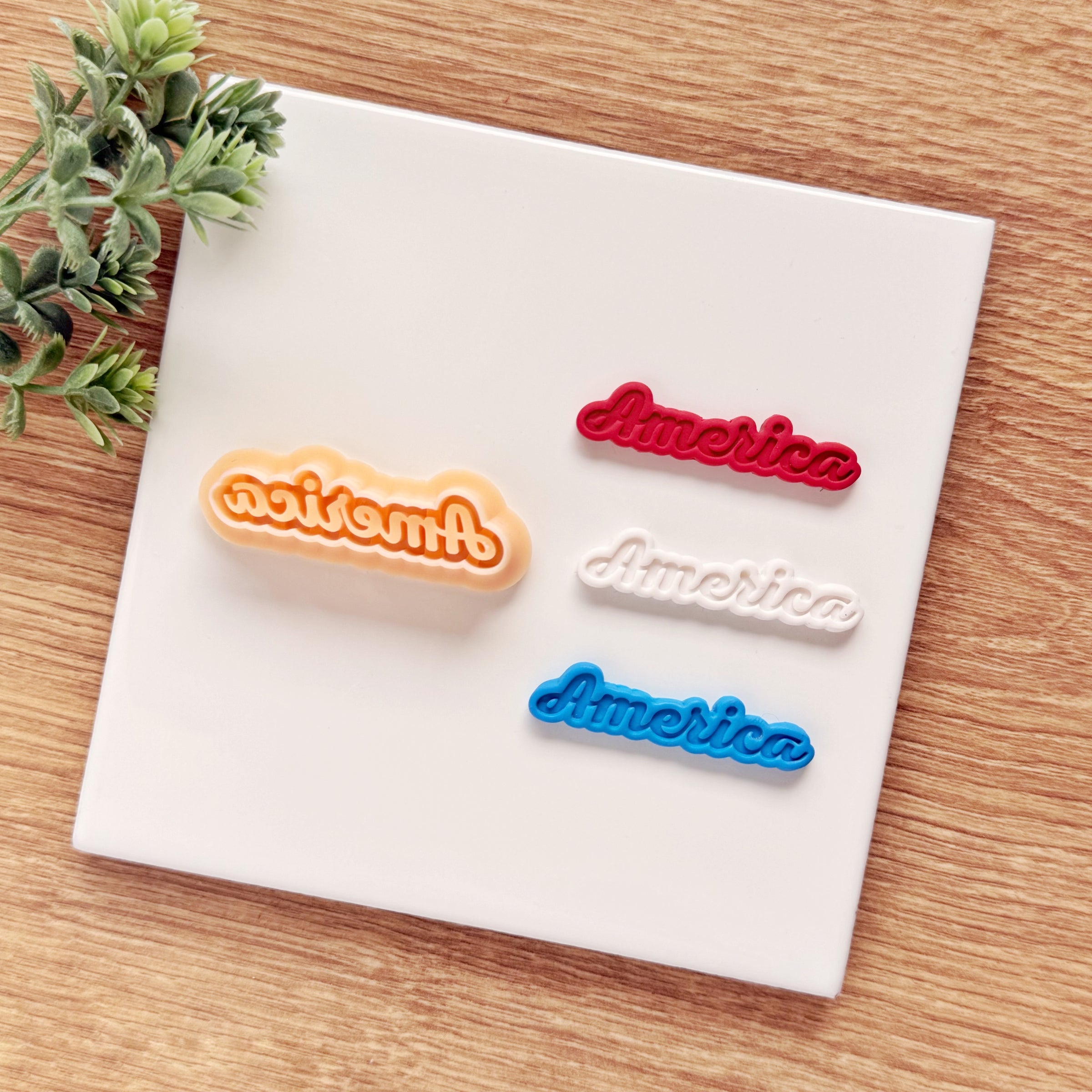 America Script Word Clay Cutter - 4th of July 2026