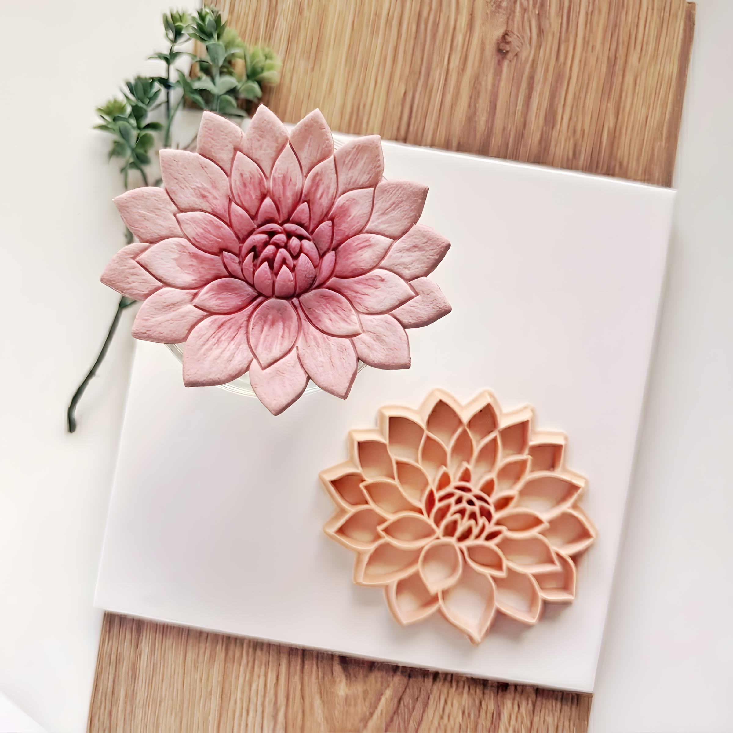Dahlia Flower Trinket Dish Clay Cutter
