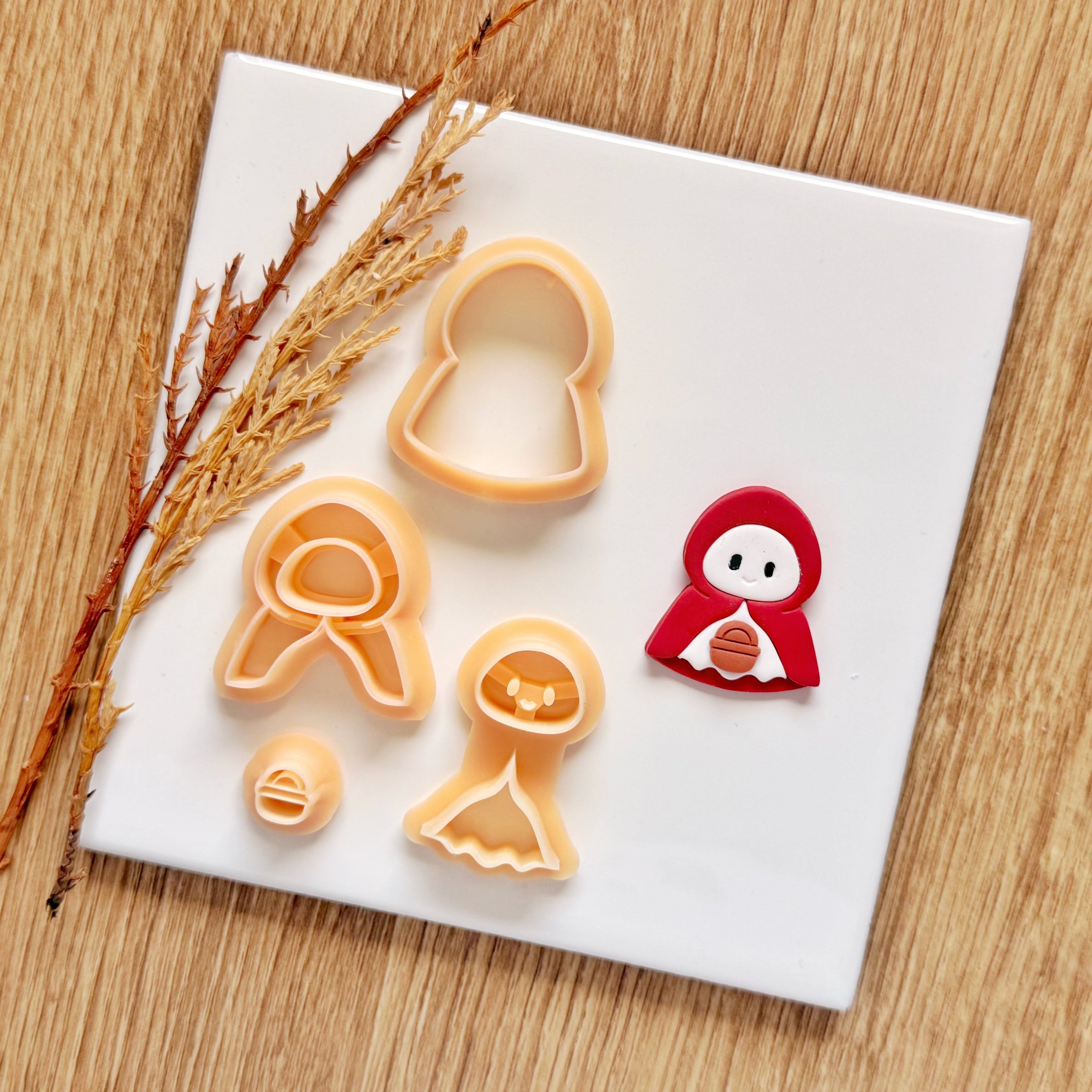 Little Red Riding Hood Ghost Clay Cutter Set- Halloween Polymer Clay Mold