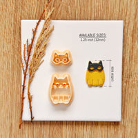 Bat Masked Cat Clay Cutter Set - Halloween Polymer Clay Mold