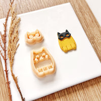 Bat Masked Cat Clay Cutter Set - Halloween Polymer Clay Mold