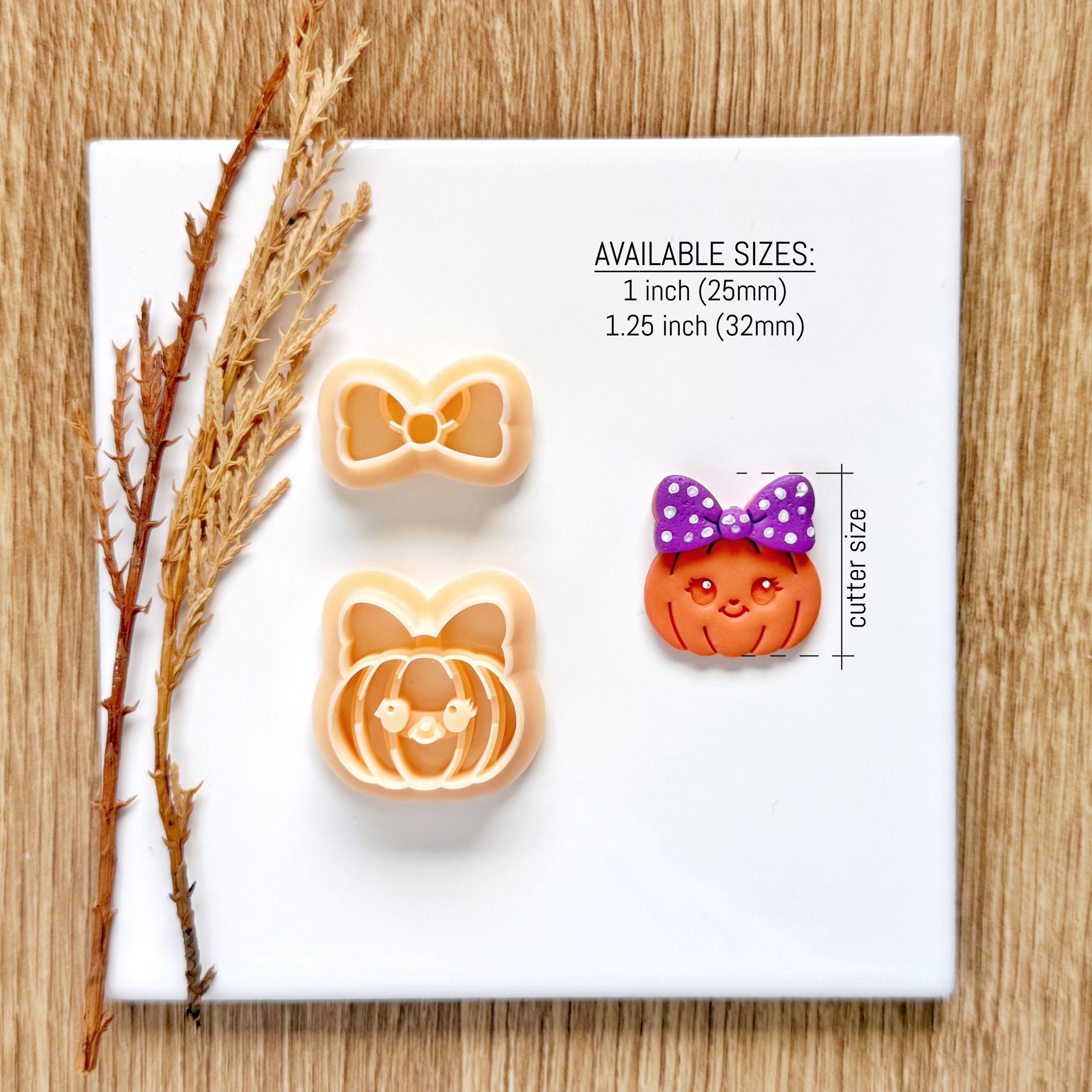 Bow Pumpkin Clay Cutter Set - Halloween Fall Polymer Clay Mold