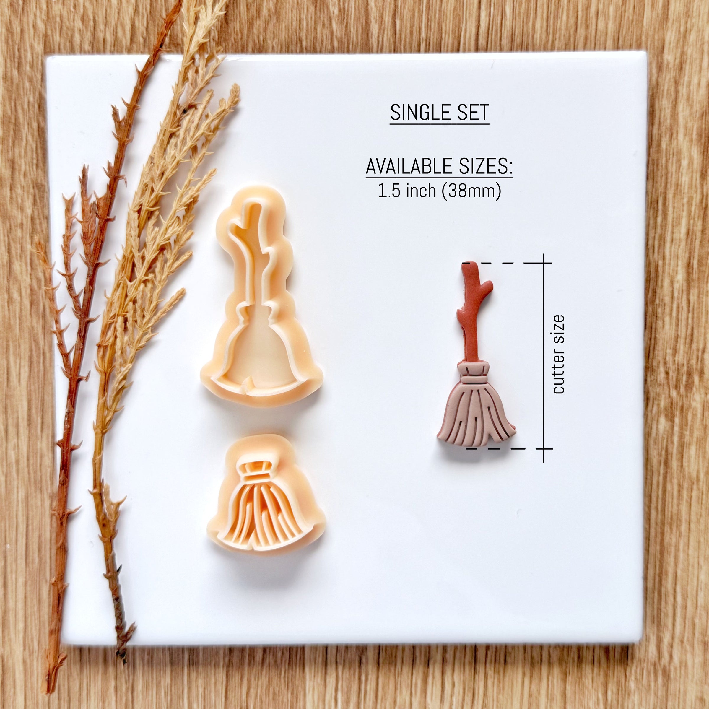 Witch Broom Clay Cutter Set - Halloween Fall Polymer Clay Mold