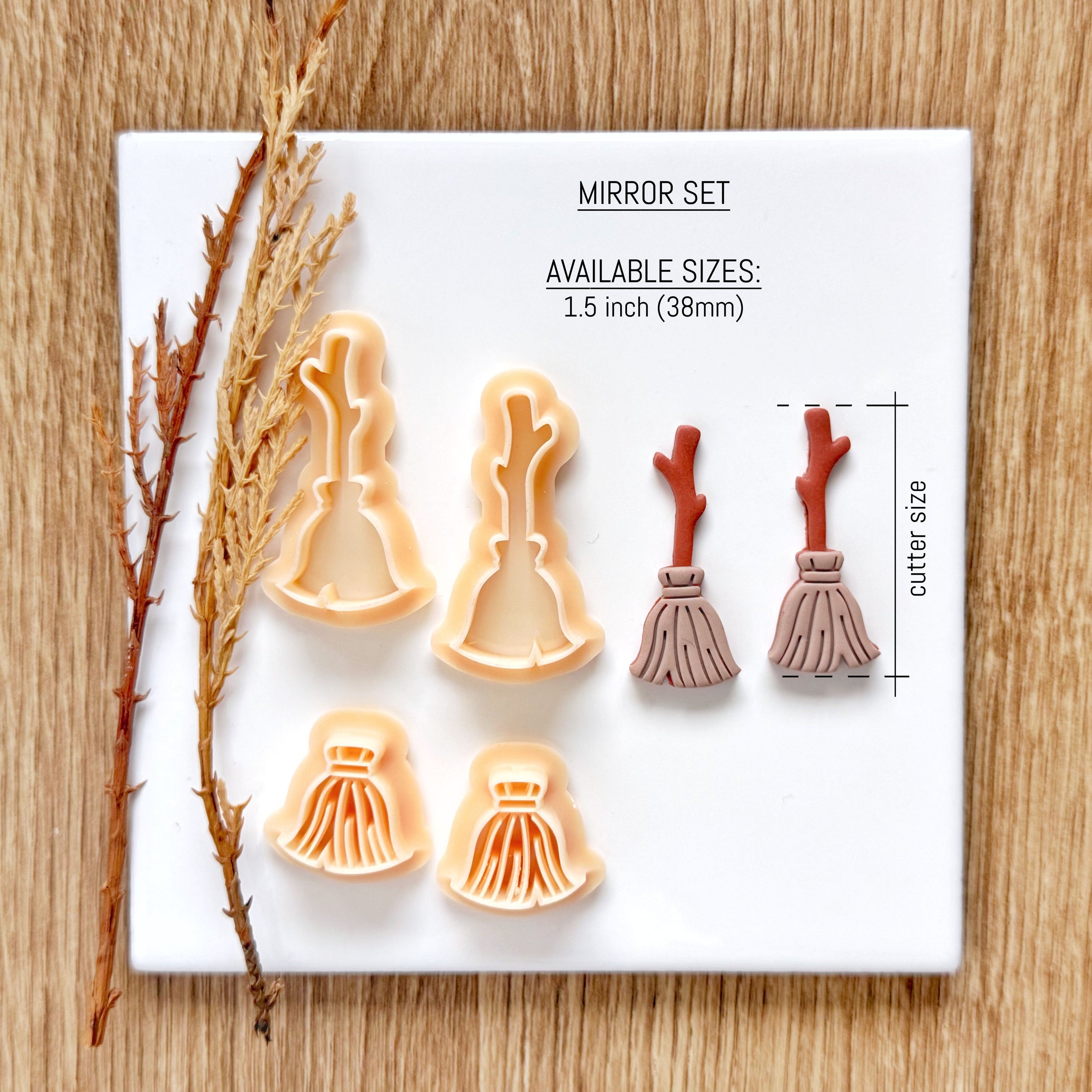 Witch Broom Clay Cutter Set - Halloween Fall Polymer Clay Mold