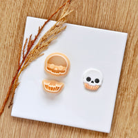 Skull Cupcake Clay Cutter Set - Halloween Dessert Polymer Clay Mold