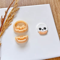 Skull Cupcake Clay Cutter Set - Halloween Dessert Polymer Clay Mold