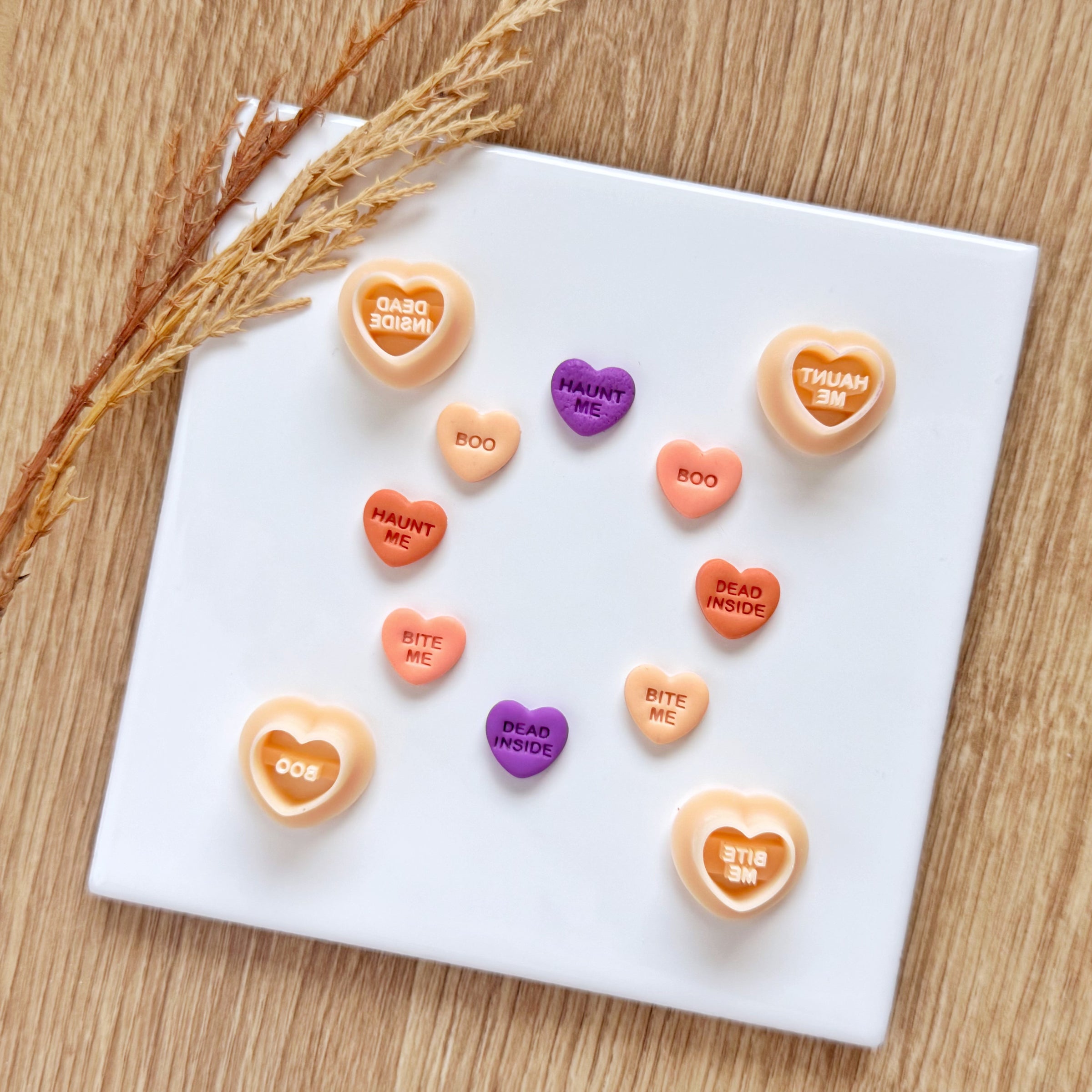 Spooky Heart Clay Cutters - Halloween Candy Conversation Polymer Mold