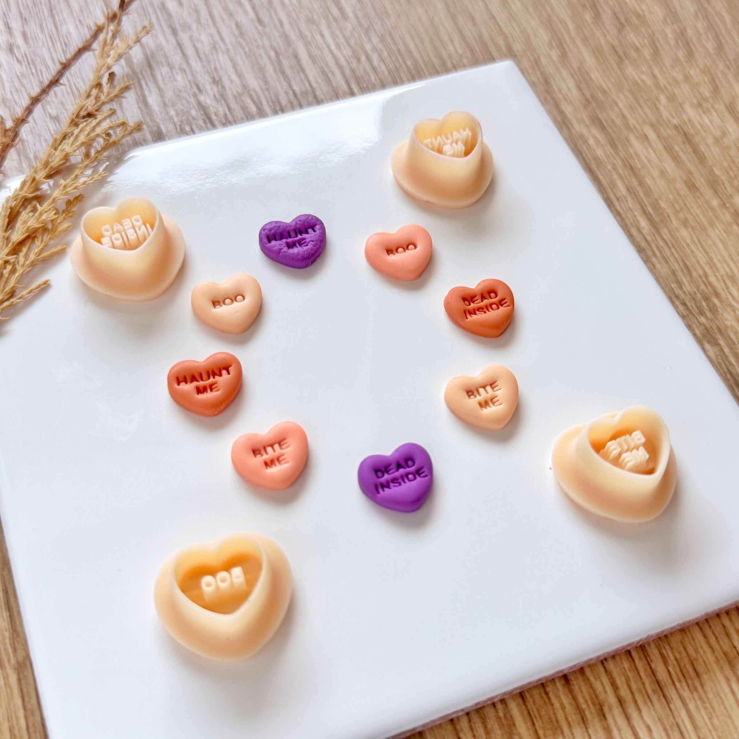 Spooky Heart Clay Cutters - Halloween Candy Conversation Polymer Mold