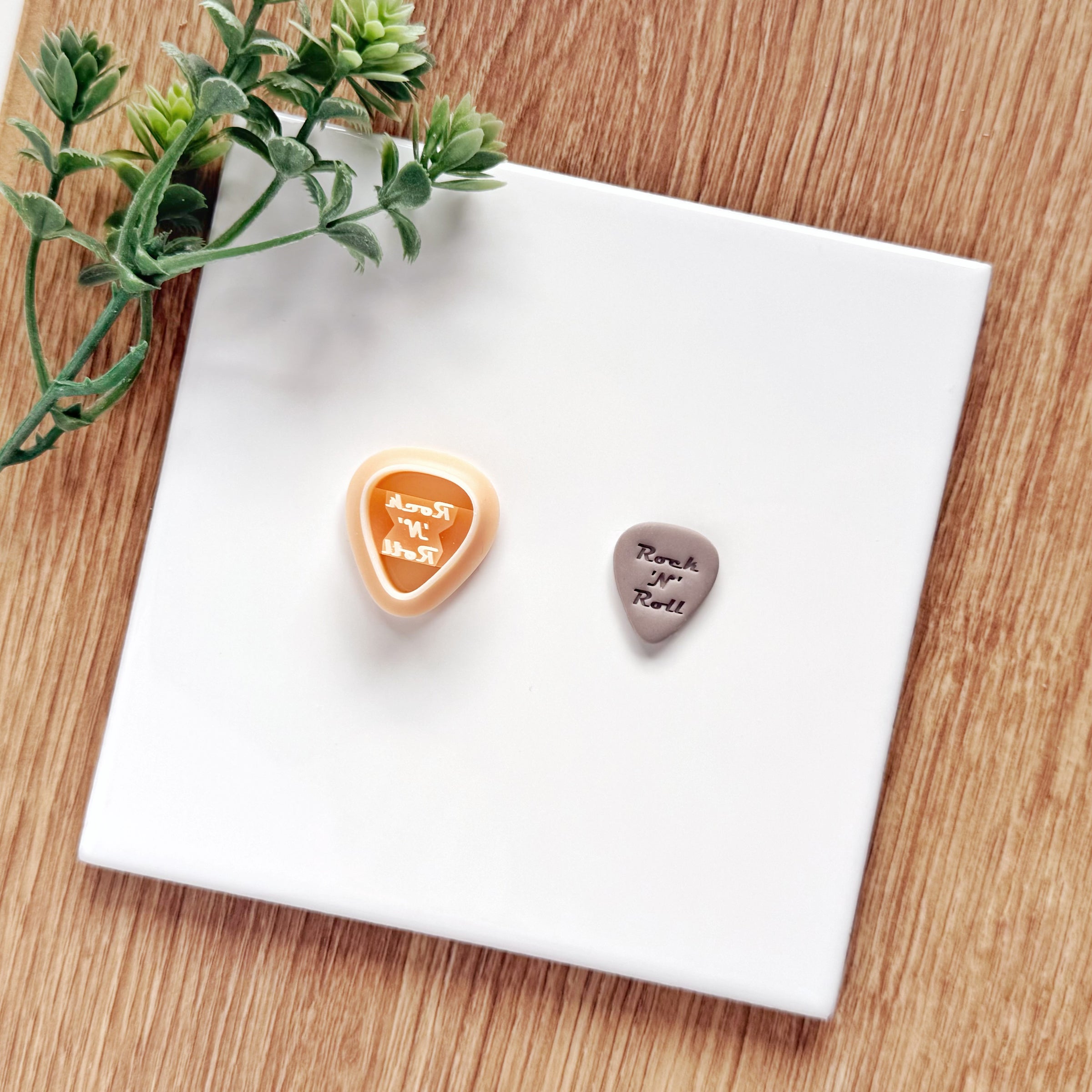 Guitar Pick Clay Cutter: Rock N Roll Polymer Earring Mold
