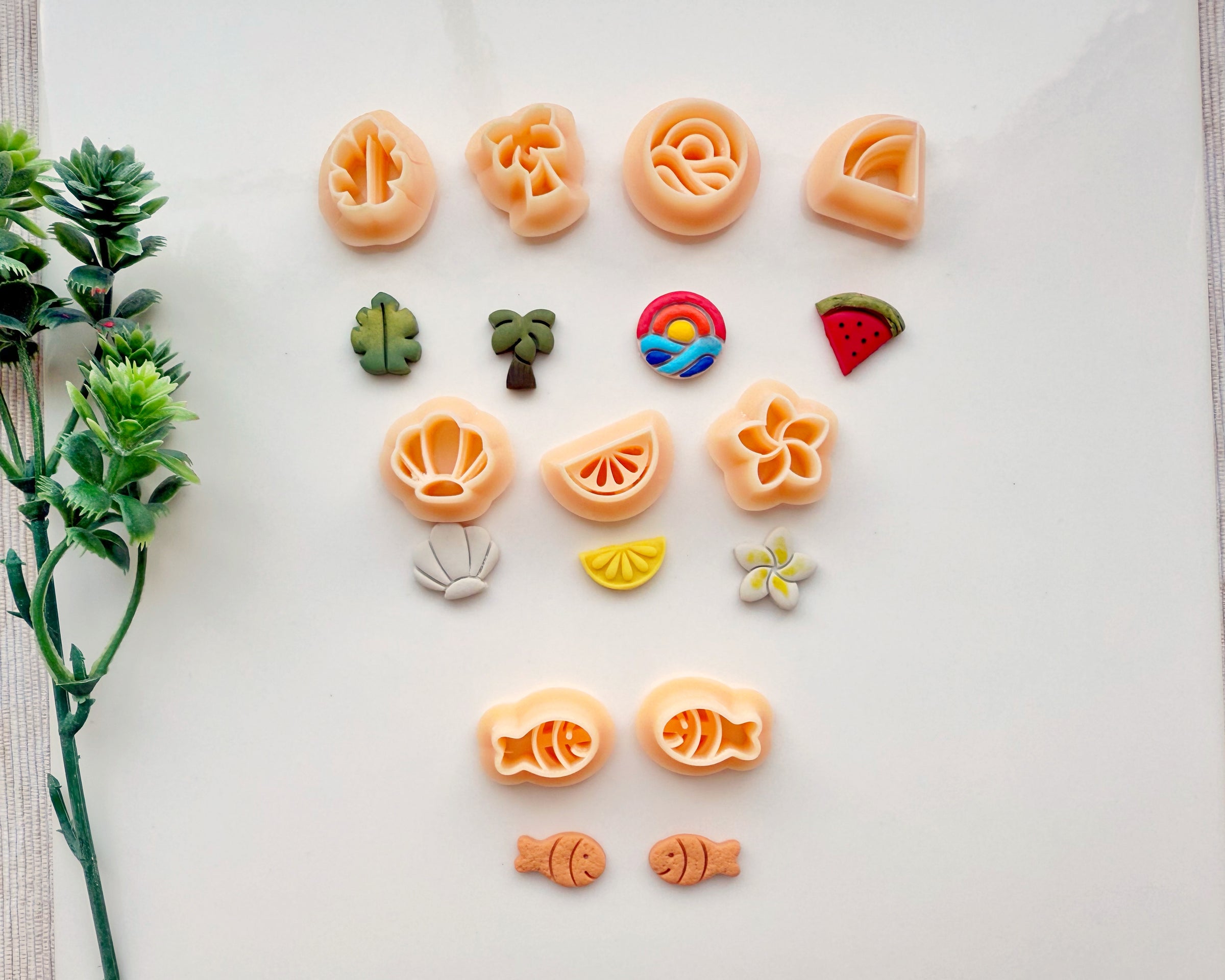 Summer Stud Cutters Set 2 – Miniature Polymer Clay Cutters for Earrings (4 Sizes)