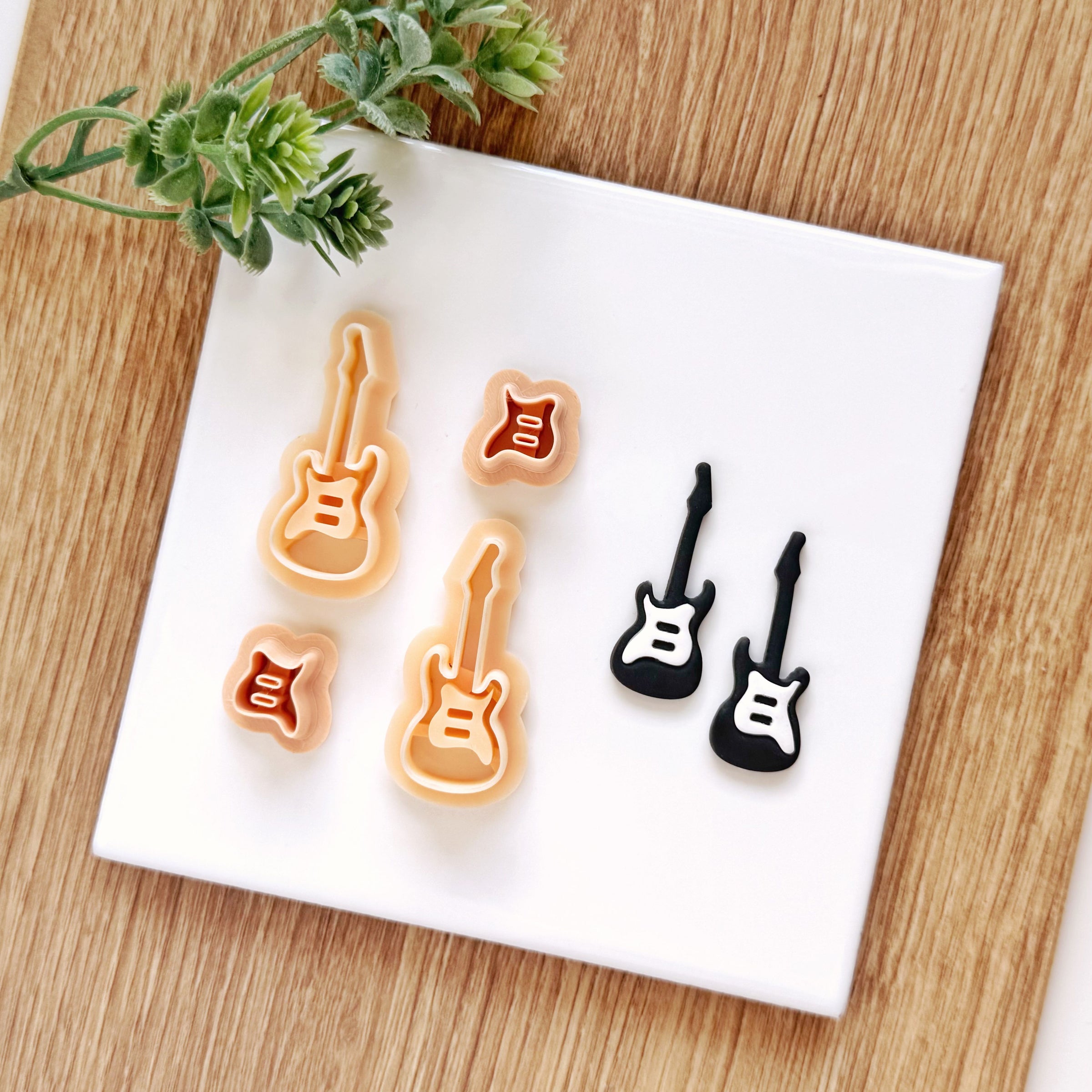 Electric Guitar Clay Cutter: Rock Instrument Polymer Earring Mold