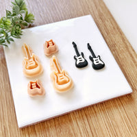 Electric Guitar Clay Cutter: Rock Instrument Polymer Earring Mold
