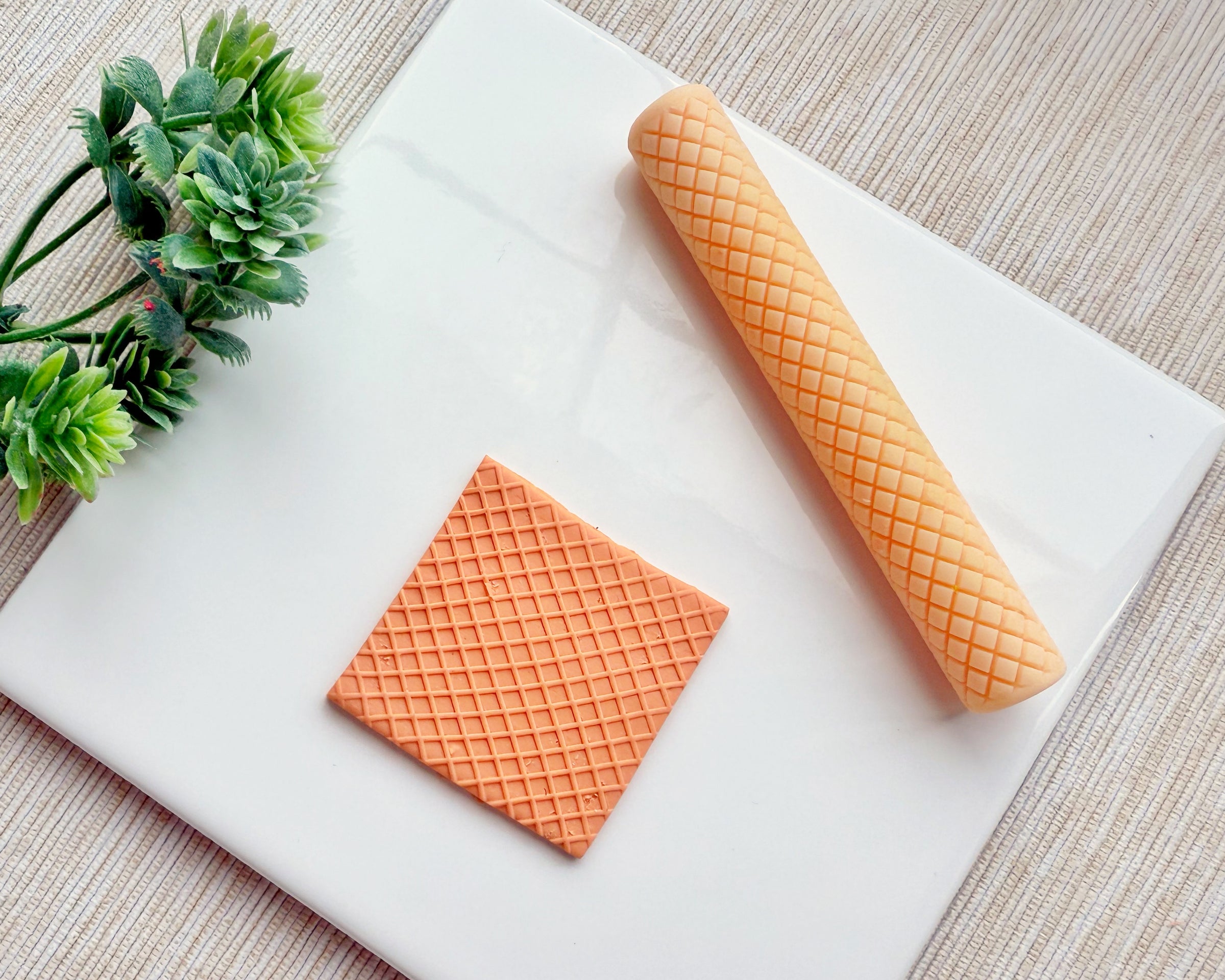 Ice Cream Cone Texture Roller for Polymer Clay – Waffle Grid Pattern