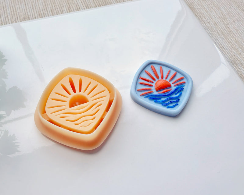 Setting Sun Polymer Clay Cutter – Debossed Summer Sunset Design for Earrings
