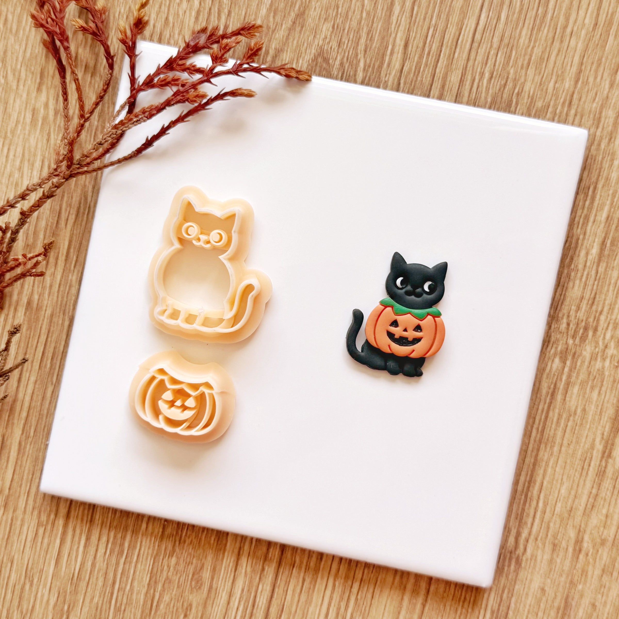 Pumpkin Costume Cat Clay Cutter Set