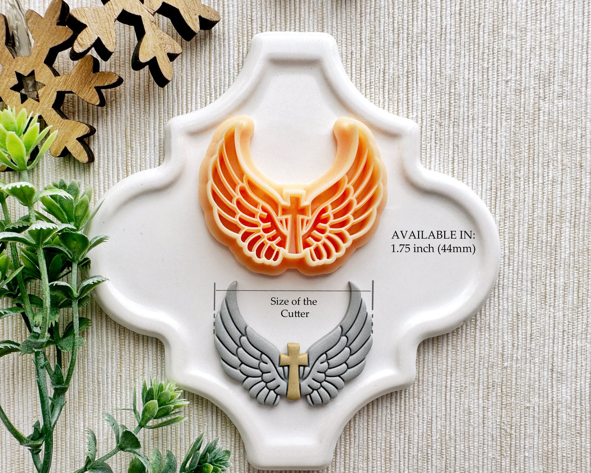 Angel Wings with Cross Christmas Clay Cutter / September 1st Launch