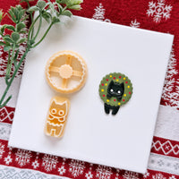Christmas Cat Wreath Clay Cutter Set