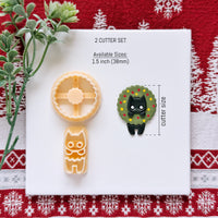 Christmas Cat Wreath Clay Cutter Set