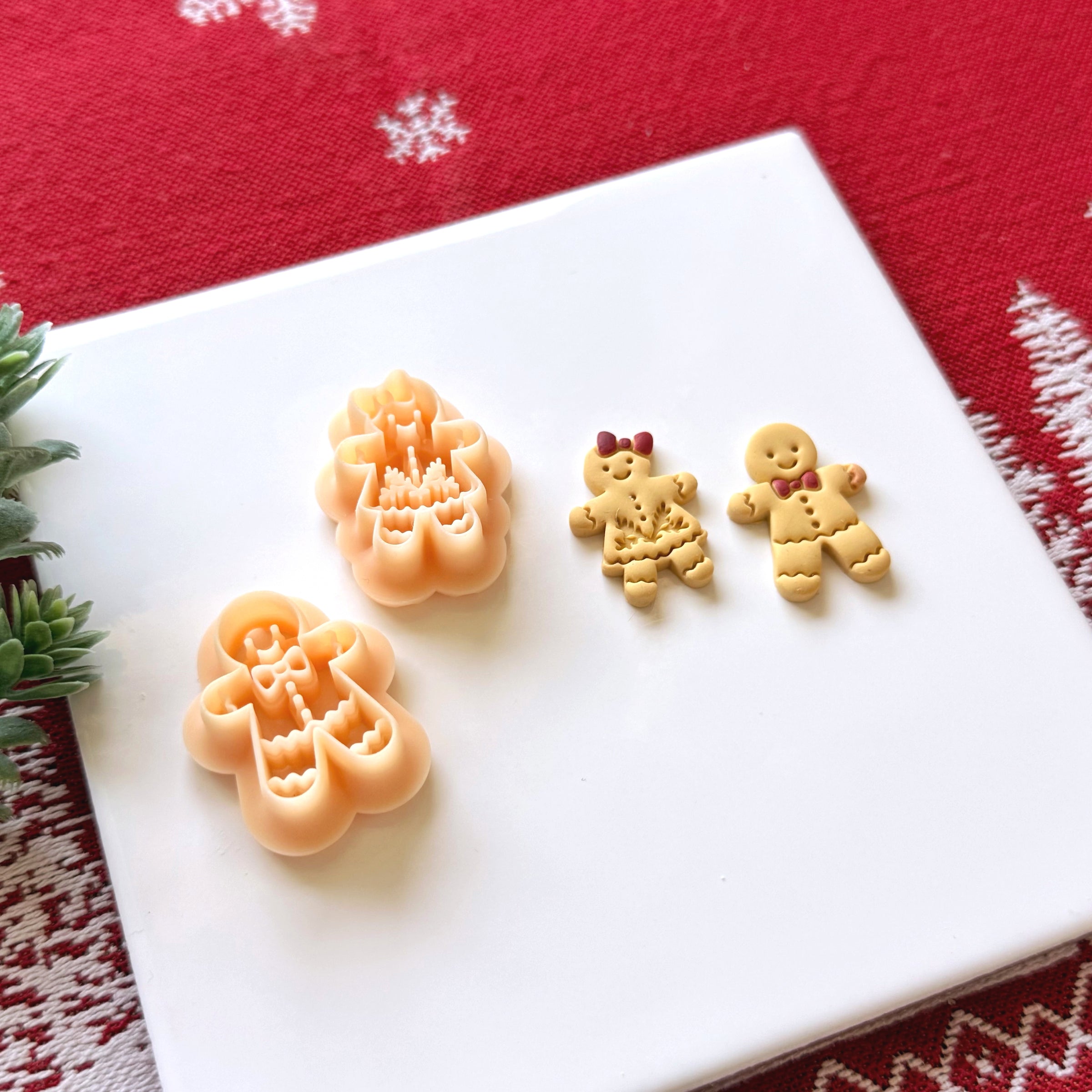 Gingerbread Man and Woman Polymer Clay Cutter Set
