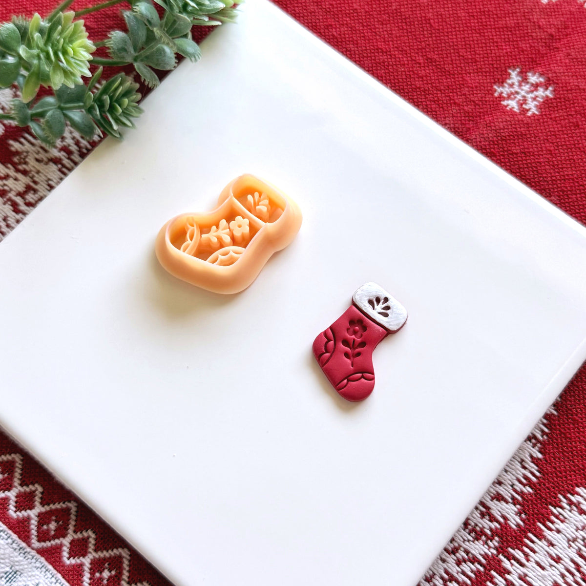 Nordic Holiday Stocking Polymer Clay Cutter