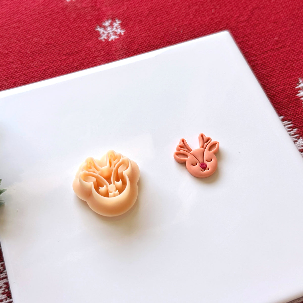 Cute Reindeer Face Polymer Clay Cutter