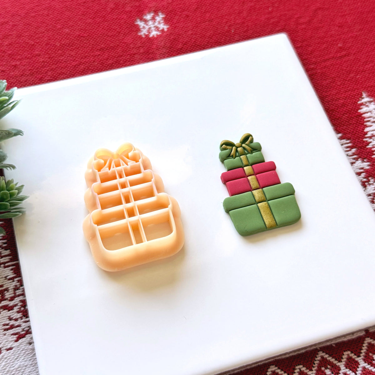 Stacked Christmas Gifts Polymer Clay Cutter