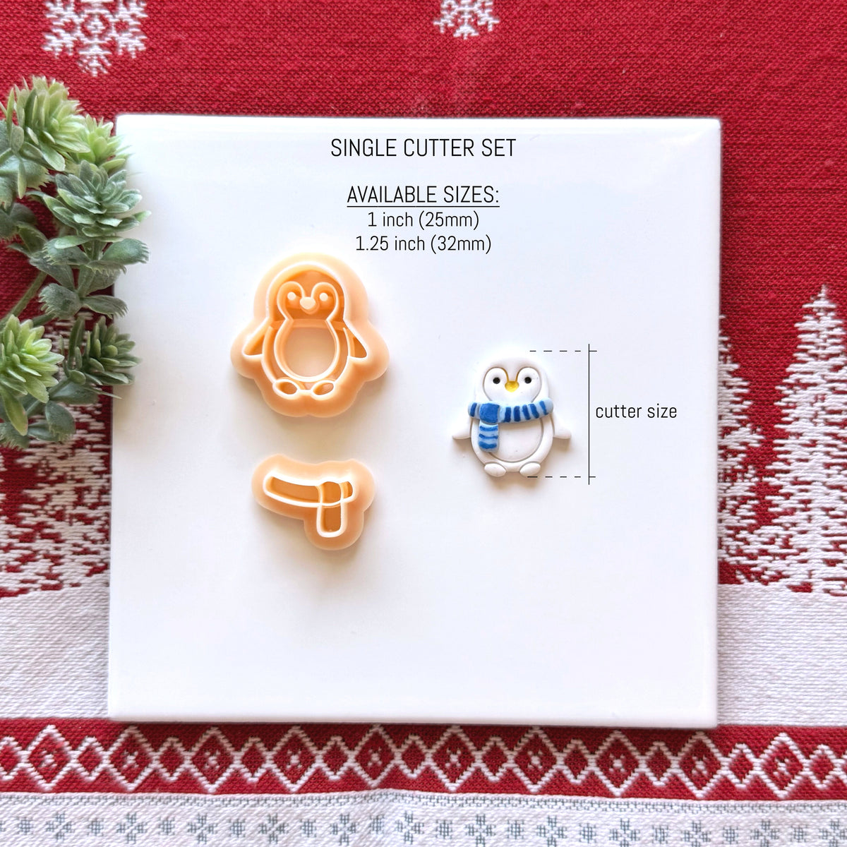 Winter Penguin with Scarf Polymer Clay Cutter Set