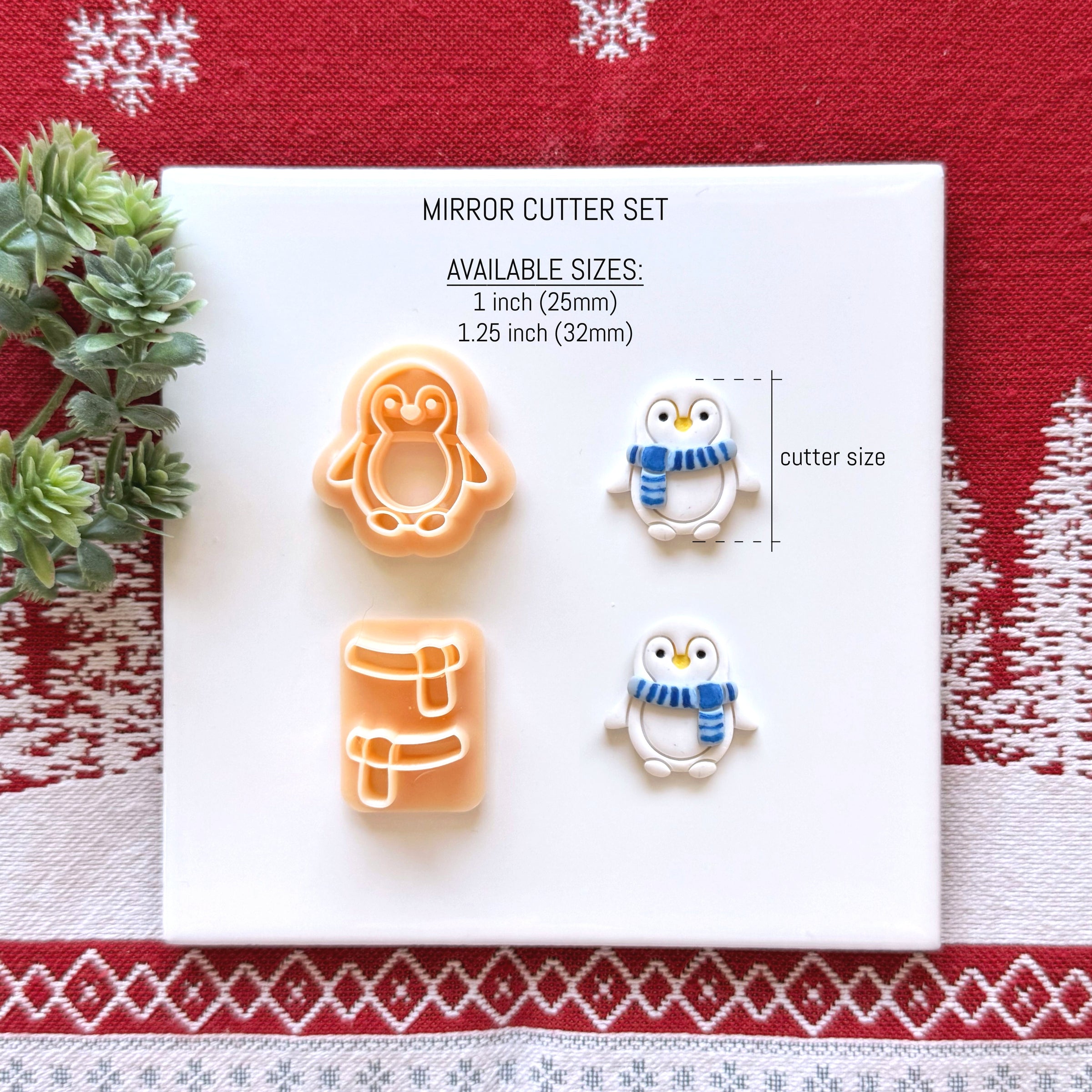 Winter Penguin with Scarf Polymer Clay Cutter Set