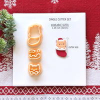 Cat in Christmas Stocking Polymer Clay Cutter Set