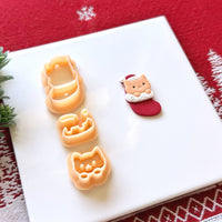 Cat in Christmas Stocking Polymer Clay Cutter Set