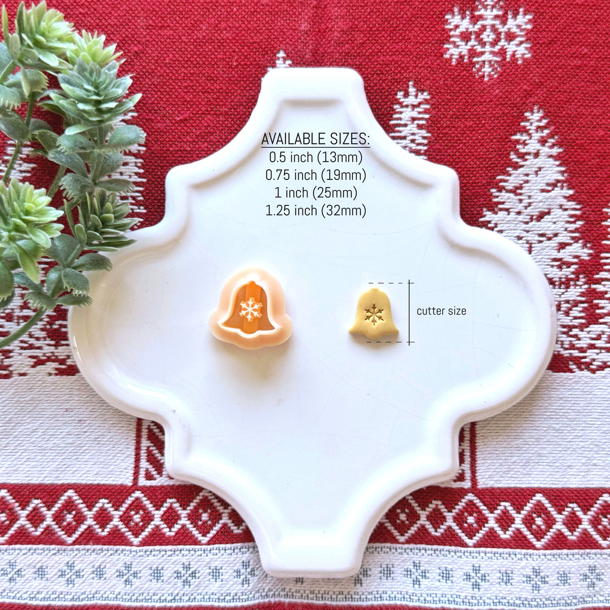 Holiday Bell with Snowflake Polymer Clay Cutter