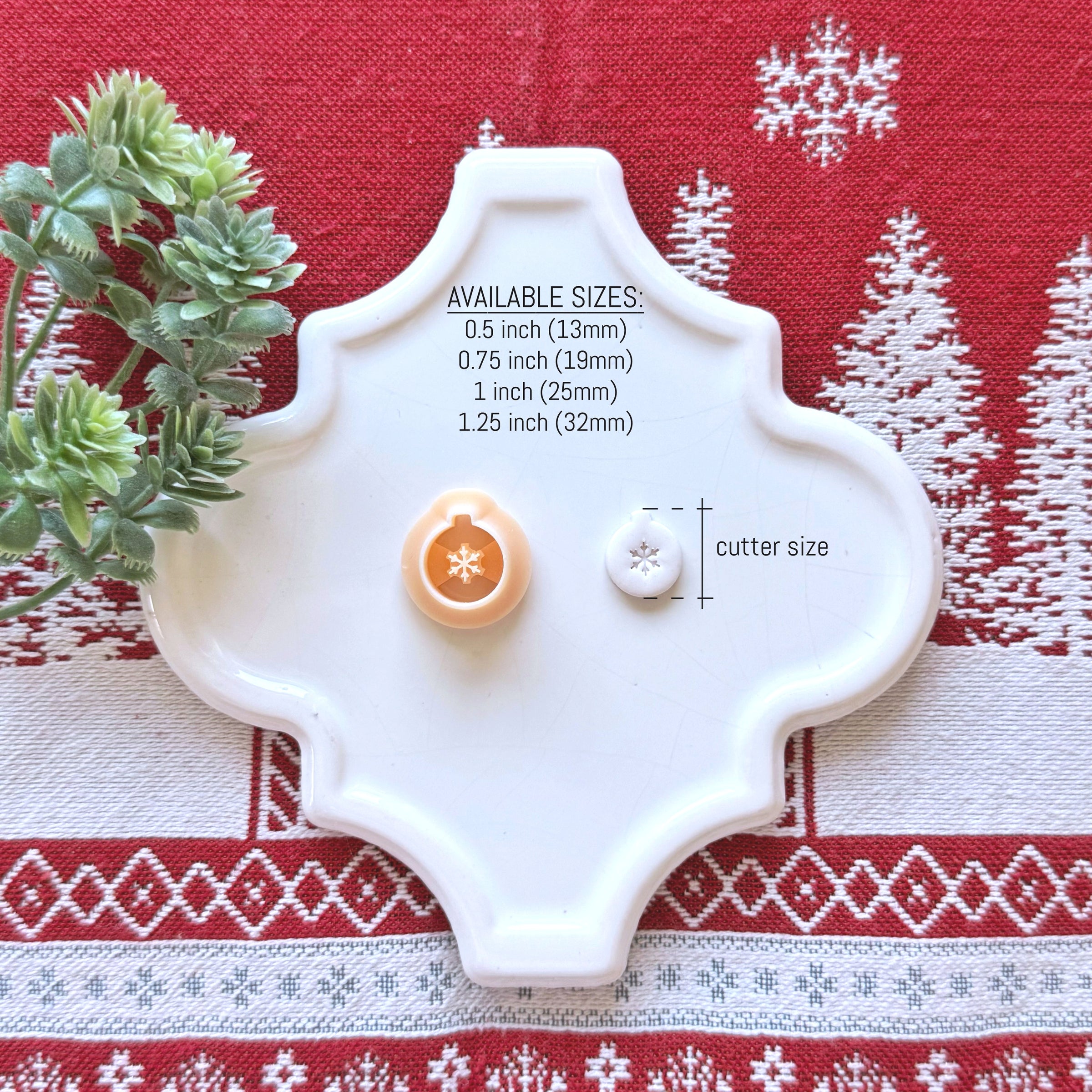 Round Christmas Ornament with Snowflake Polymer Clay Cutter