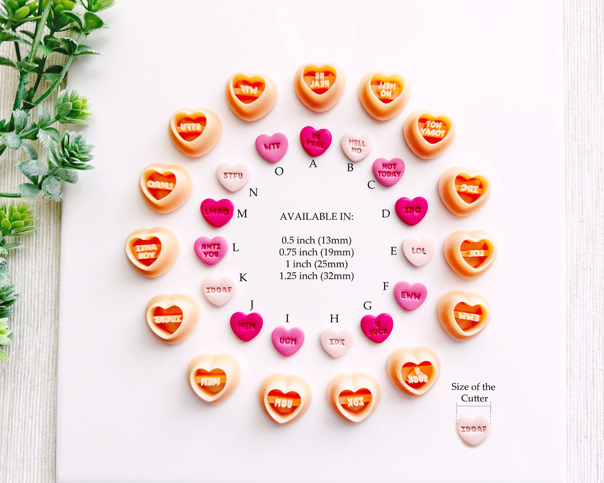 Naughty Anti Valentines Candy Heart Clay Cutters / Valentine's Day 2024