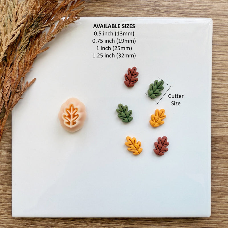 Oak Leaf Clay Cutter | Fall 2025 Earring Tool with Stud Size Option | 4 Sizes