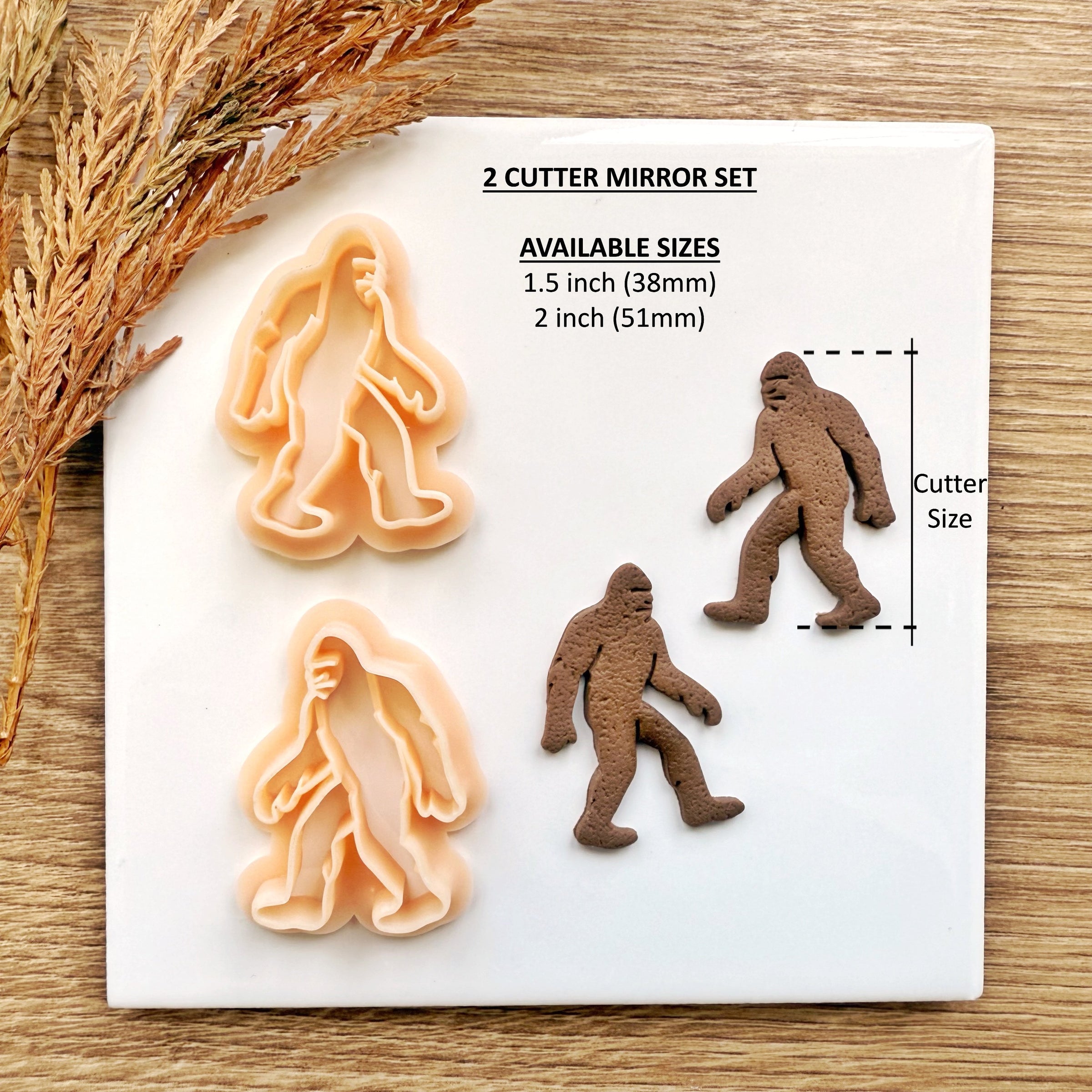 Bigfoot Clay Cutter | Cryptid Sasquatch Earring Tool | Fall Halloween 2025 | Optional Mirror | 2 Sizes