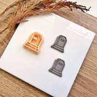RIP Tombstone Clay Cutter | Halloween 2025 Gravestone Earring Tool | Optional Mirror | 2 Sizes