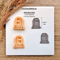 RIP Tombstone Clay Cutter | Halloween 2025 Gravestone Earring Tool | Optional Mirror | 2 Sizes
